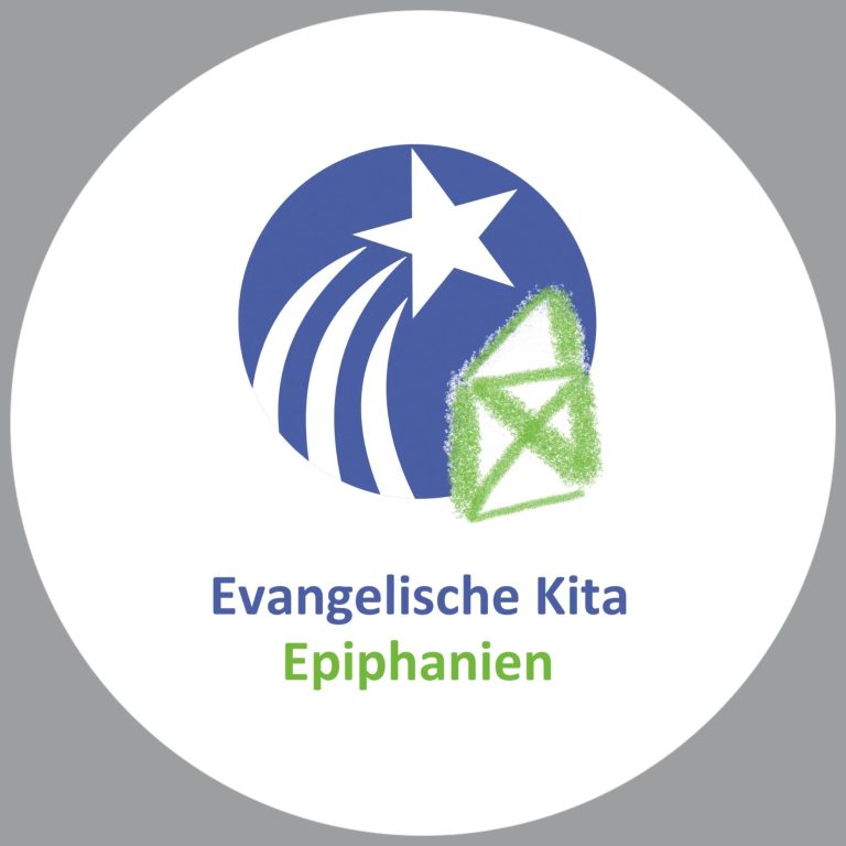 Logo der Evangelischen Kita Epihanien mit Stern und grüner Häusergrafik.